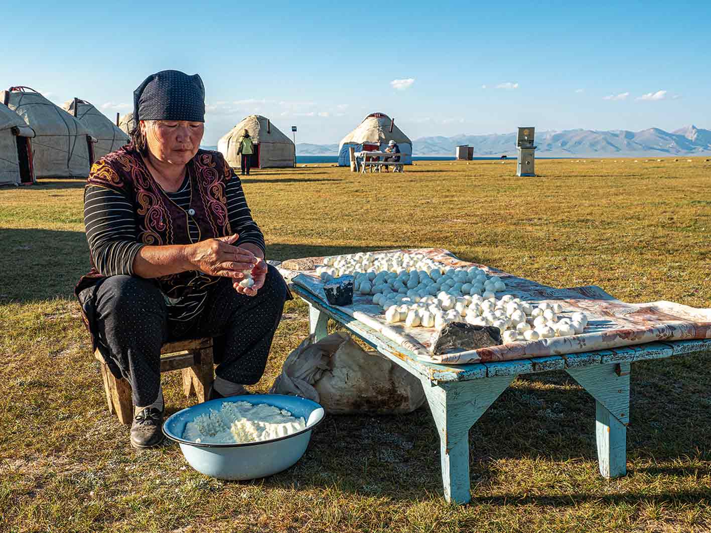 Herstellung von Kurut, Son Kul-See